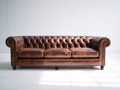 3 Sitzer Sofa mit Lederbezug 230x95x78 cm - Dunkelbraun - Chesterfield Design - Klassischer Stil
