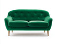 Zweisitzer Sofa aus Samt 170x88x86 cm - Smaragdgrün - Modernes Design mit Knopfheftung und Holzfüßen