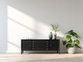 Dielenschrank mit 2 Türen und 4 Schubladen 140 x 40 x 60 cm - Schwarz - Moderner Stauraumschrank für Flur und Eingangsbereich