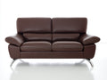 Zweisitzer Sofa aus Leder 180x92x90 cm - Dunkelbraun - Modernes Design mit Metallfüßen