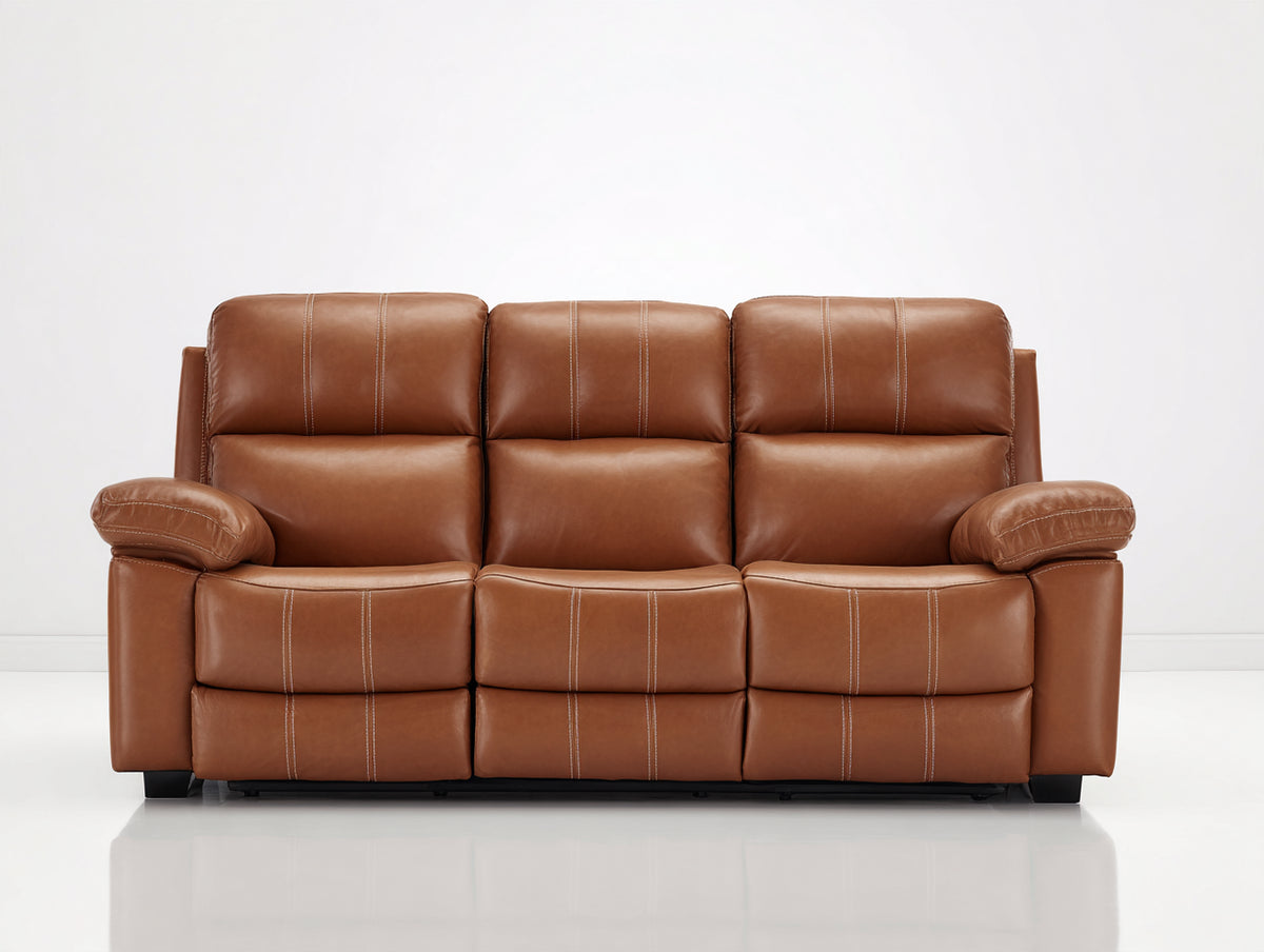 3 Sitzer Sofa aus Leder 220x95x100 cm - Hellbraun - Gepolstert - Modernes Design