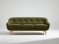 3 Sitzer Sofa mit Stoffbezug 215 x 88 x 82 cm - Olivgrün - Modernes Retro Design mit Knopfheftung