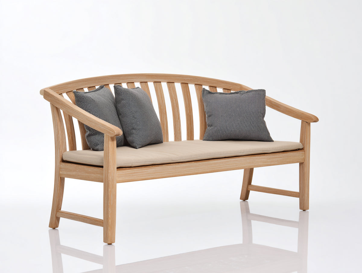 Gartenbank aus Holz 170 x 65 x 90 cm - Naturholz - Klassisches Design mit gebogener Lattenrückenlehne und Armlehnen