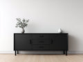 Dielenschrank aus Holzwerkstoff 160x40x80 cm - Schwarz - 2 Türen und 3 Schubladen - Moderner Stauraumschrank