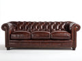 3 Sitzer Sofa aus Leder 220x90x78 cm - Dunkelbraun - Chesterfield Design - Gepolstert