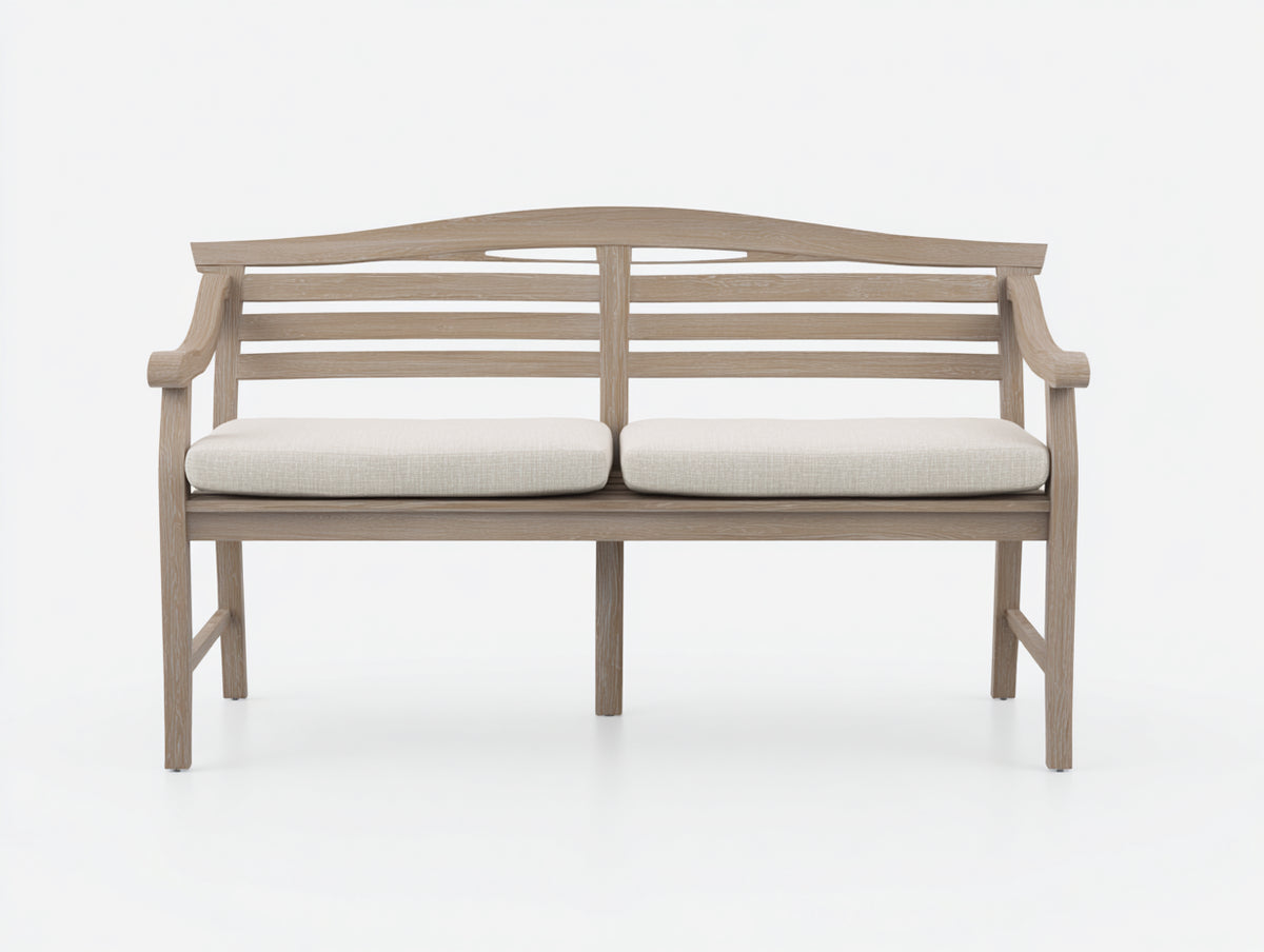 Gartenbank aus Holz 150x62x90 cm - Natur-Beige - 2 Sitzplätze - Klassisches Design