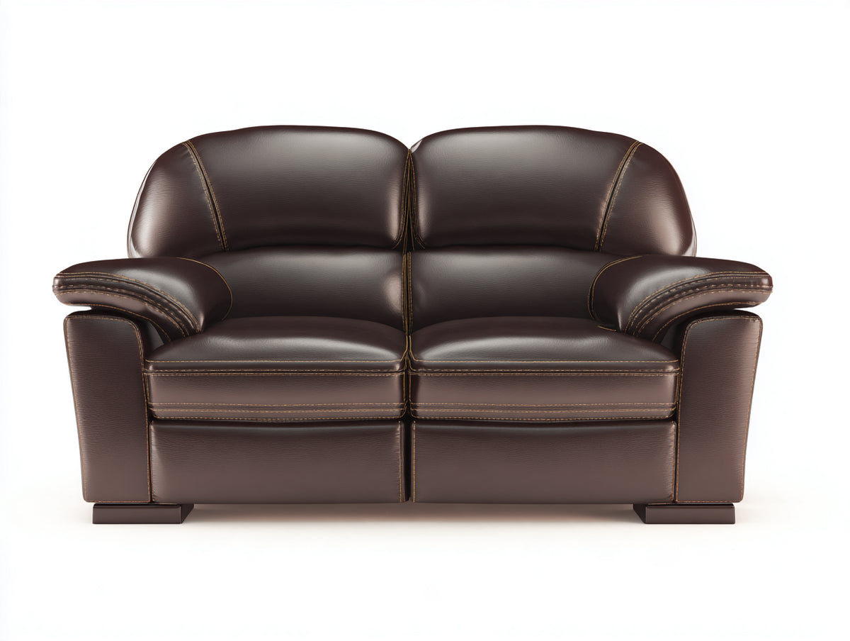 Zweisitzer Sofa aus Leder 180x95x92 cm - Dunkelbraun - Gepolstert - Klassisches Design
