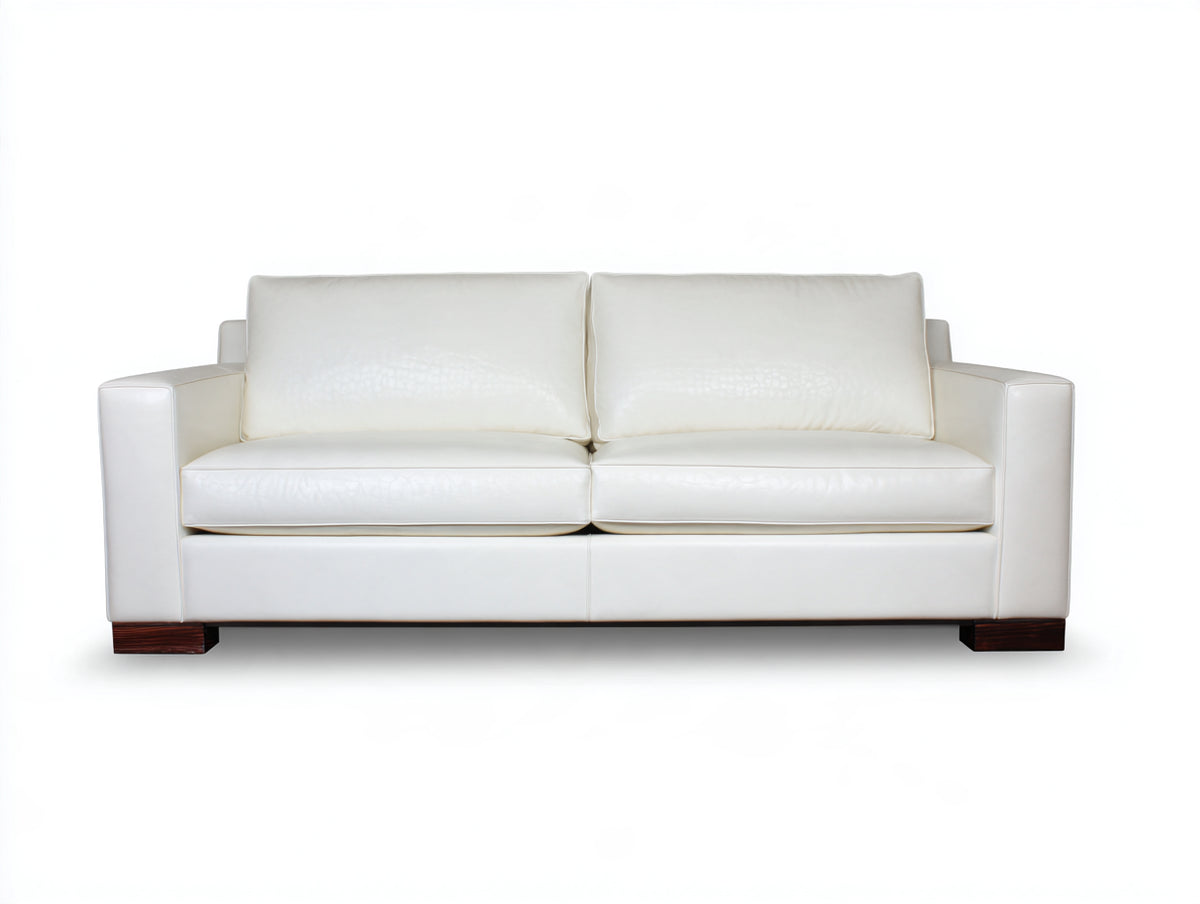 Zweisitzer Sofa in Lederoptik 190 x 92 x 85 cm - Weiß - Modernes Design mit breiten Armlehnen