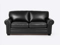 Zweisitzer Sofa mit Lederbezug 185x95x90 cm - Schwarz - Gepolsterte Armlehnen - Klassisches Design