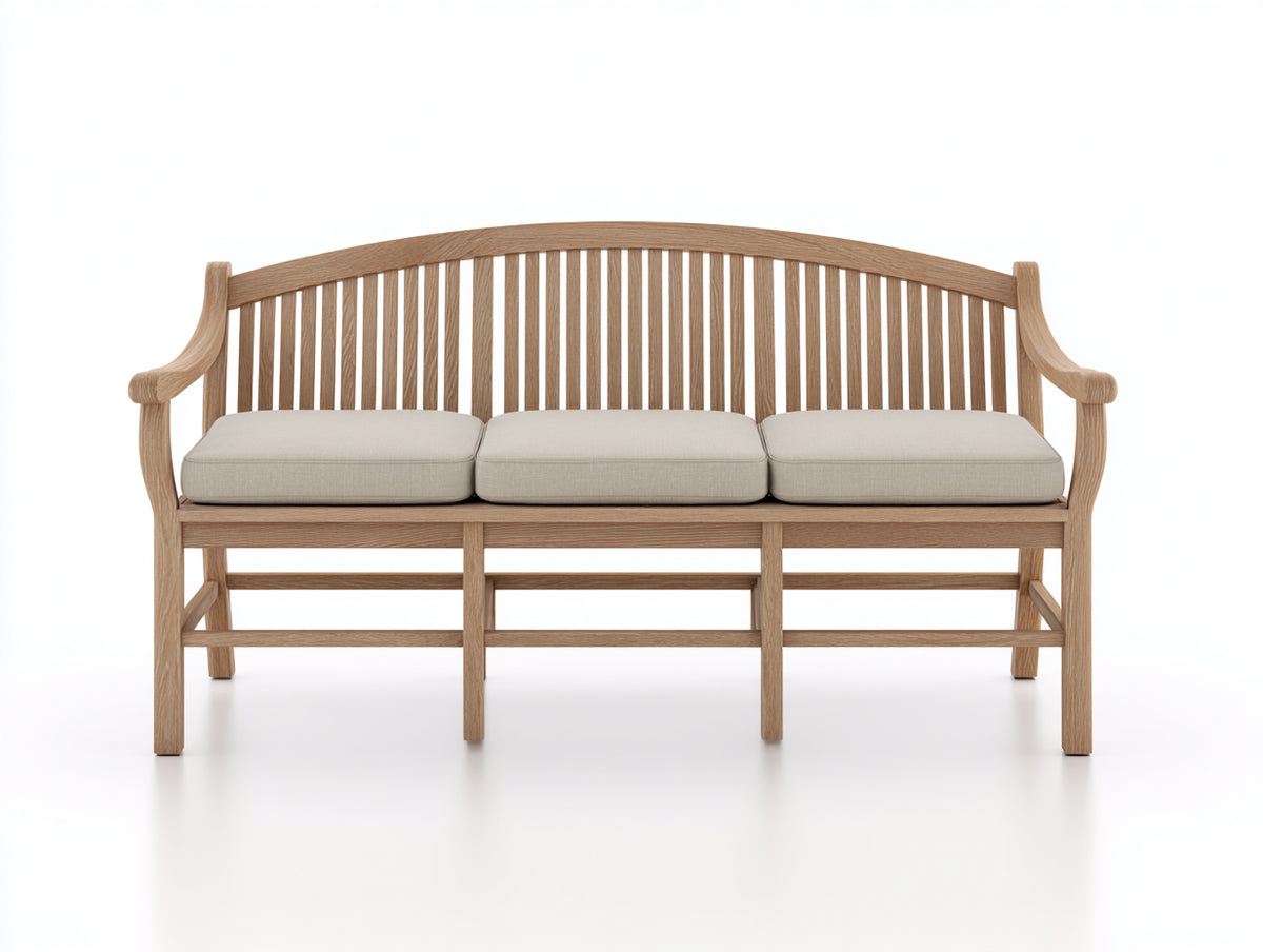 Gartenbank aus Holz 180x65x95 cm - Natur-Beige - 3 Sitzplätze - Klassisches Design