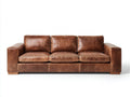 3 Sitzer Sofa in Lederoptik 225 x 95 x 82 cm - Braun - Geradliniges Design mit breiten Armlehnen