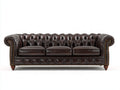 3 Sitzer Sofa 230x96x78 cm - Dunkelbraun - Lederbezug mit Knopfheftung und klassischem Chesterfield Design