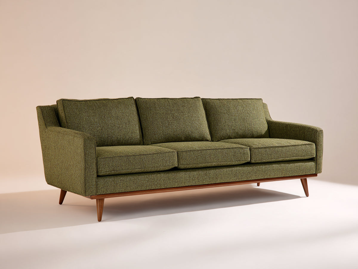 3 Sitzer Sofa mit Stoffbezug 225x90x82 cm - Olivgrün - Holzfüße - Modernes Design