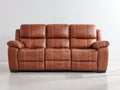 3 Sitzer Sofa mit Lederbezug 220x95x100 cm - Cognacbraun - Gepolstert - Klassisch modernes Design