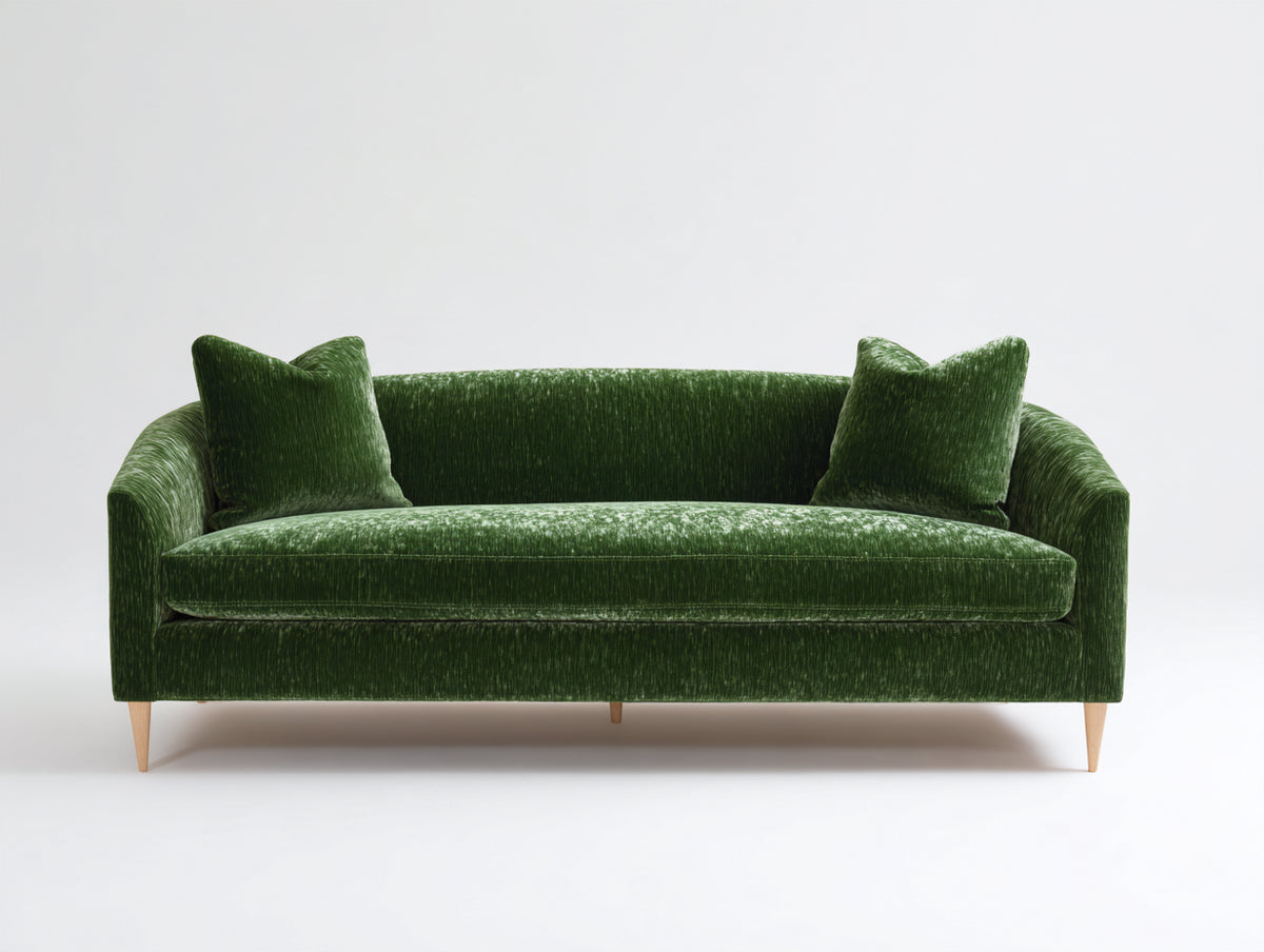 3 Sitzer Sofa mit Stoffbezug 220 x 90 x 80 cm - Dunkelgrün - Modernes Design mit geschwungenen Armlehnen