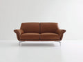 Zweisitzer Sofa 178x88x82 cm - Cognacbraun - Lederbezug mit geschwungenen Armlehnen und modernem Design