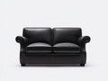 Zweisitzer Sofa 175x90x88 cm - Schwarz - Lederbezug mit gerollten Armlehnen und klassischem Design