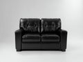 Zweisitzer Sofa 170x88x90 cm - Schwarz - Lederbezug mit Knopfheftung und breiten Armlehnen
