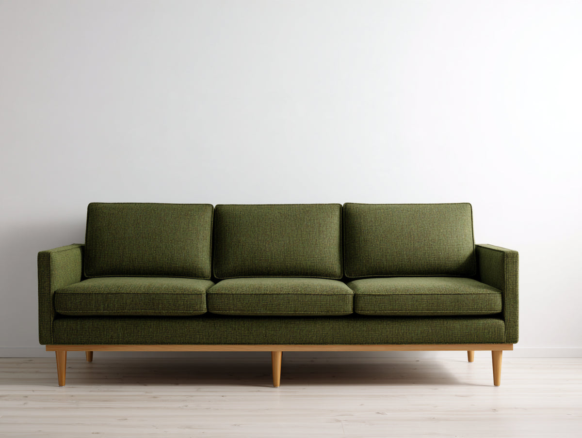 3 Sitzer Sofa 220x85x82 cm - Grün - Stoffbezug mit geraden Armlehnen und modernem Design